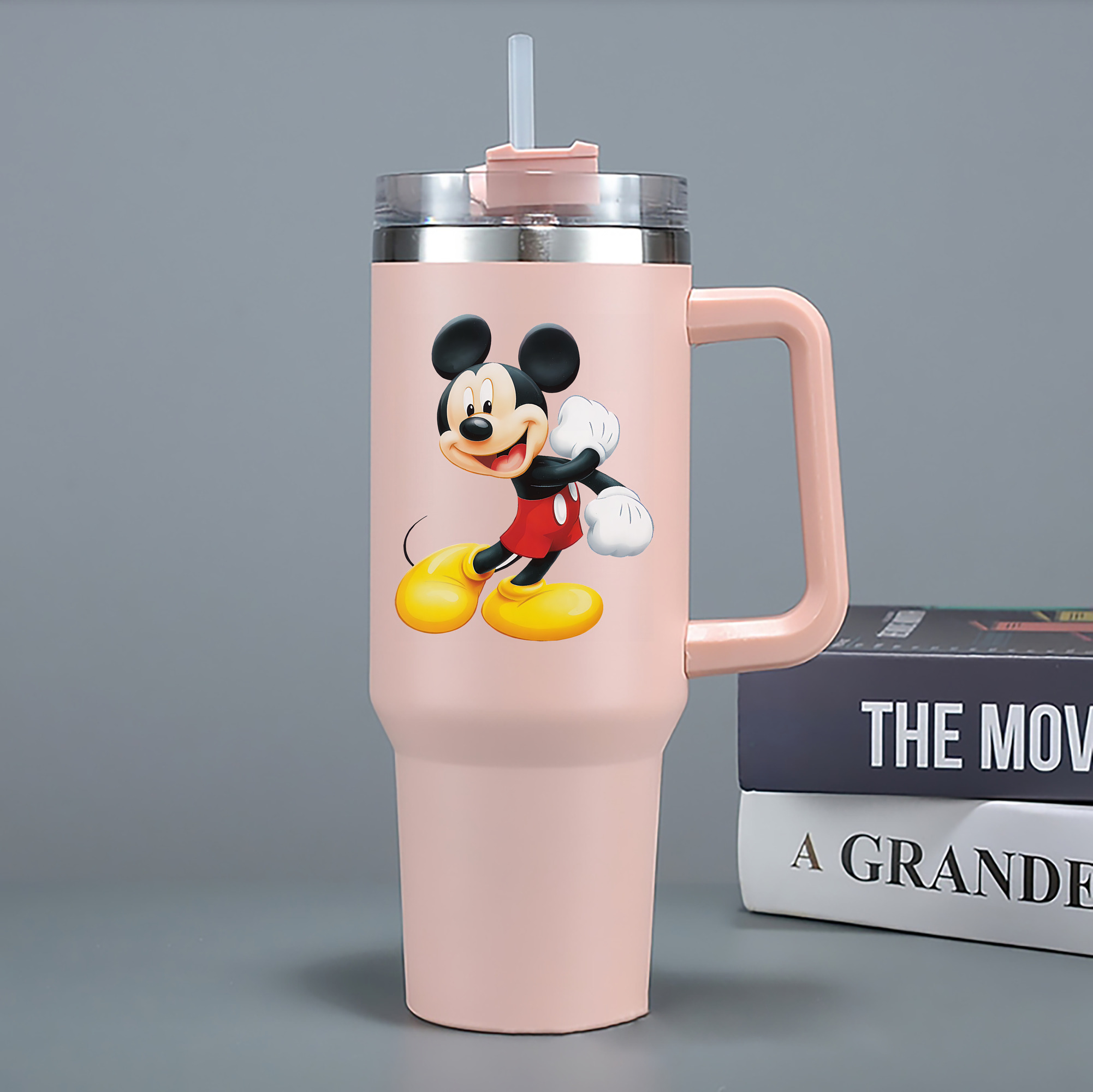 （画像用） ミッキーマウス Mickey Mouse 1200mL車用タンブラー - クリスタルステッカー（プラスチックストロー付き）